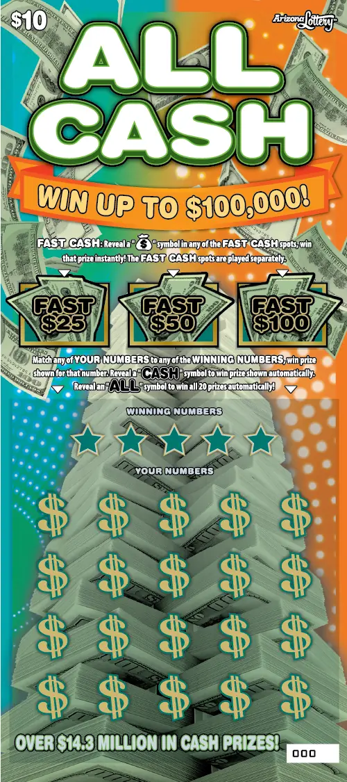 All Cash Arizona scratcher ticket