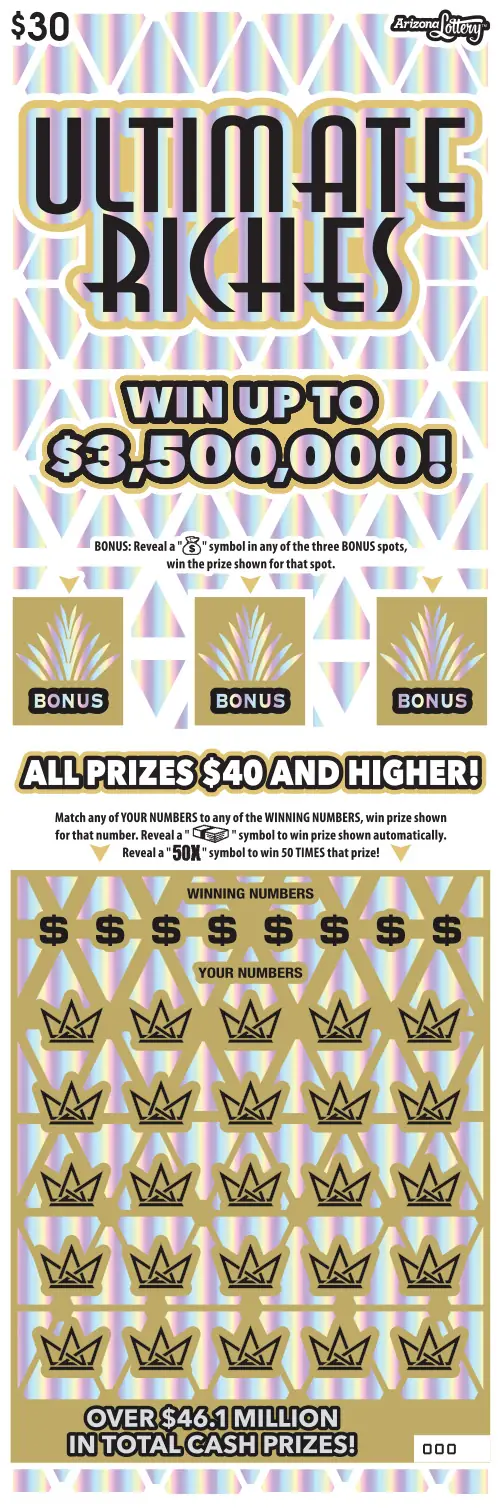 Ultimate Riches Arizona scratcher ticket