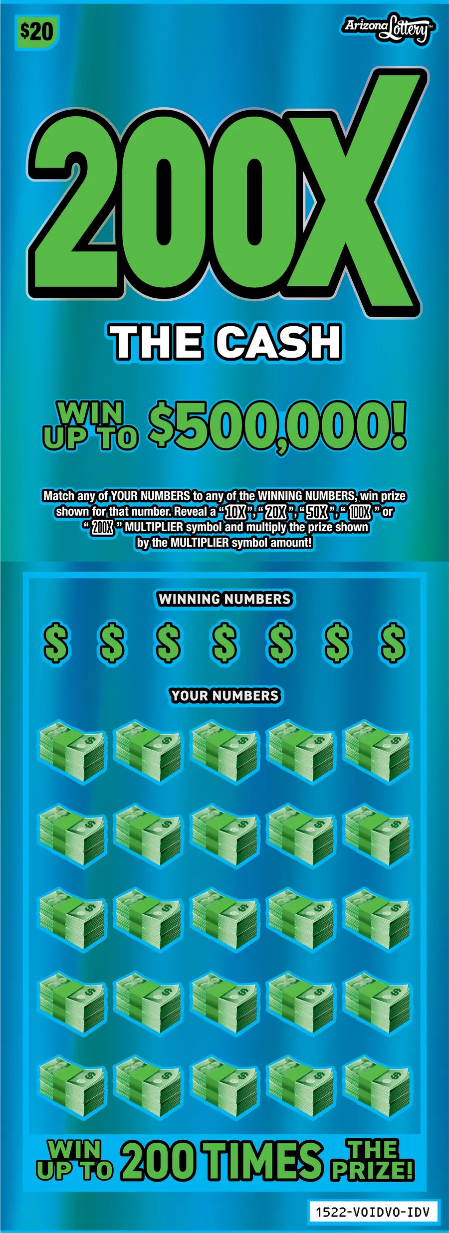 200X The Cash Arizona scratcher ticket