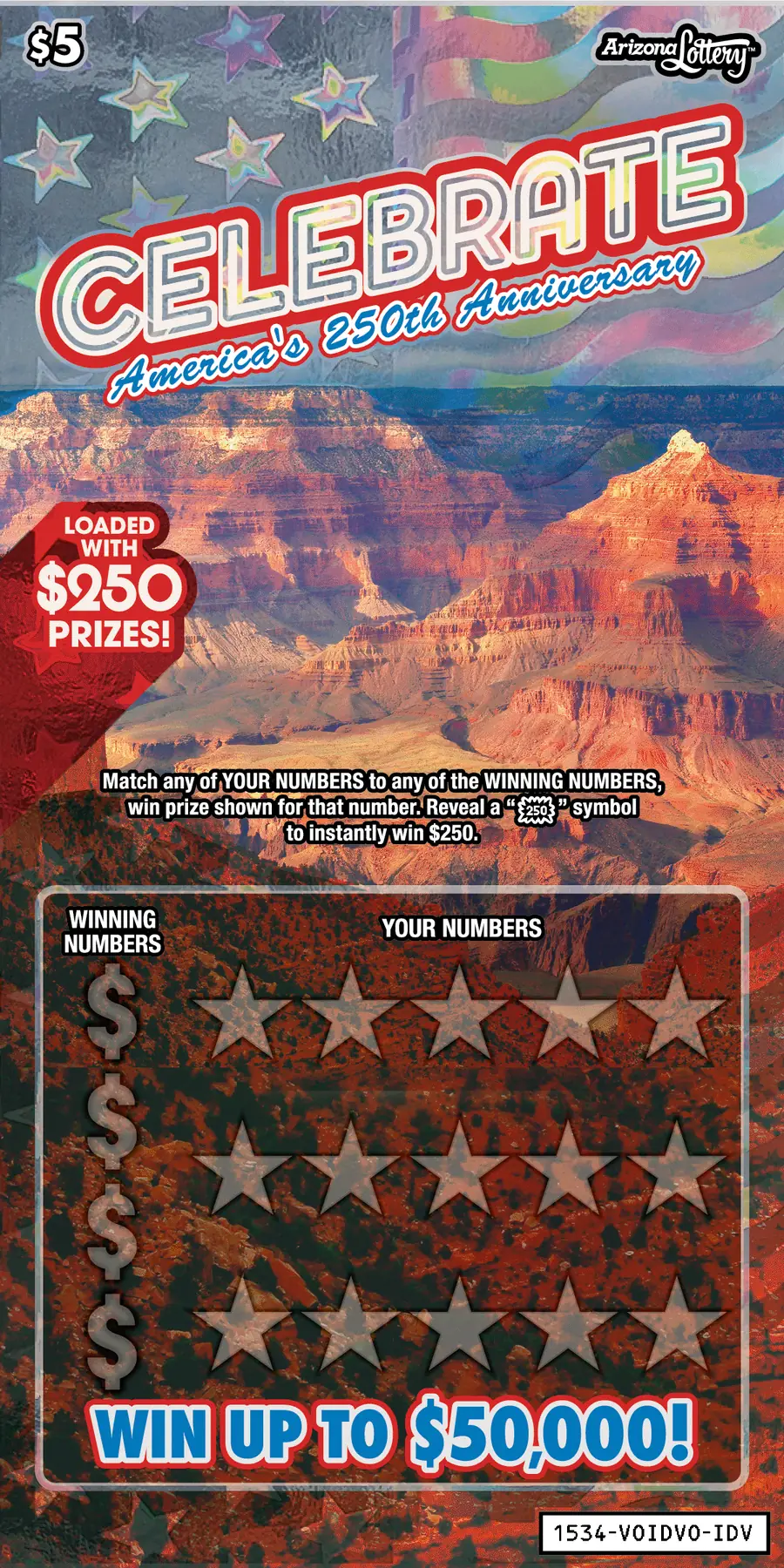 Celebrate Arizona scratcher ticket