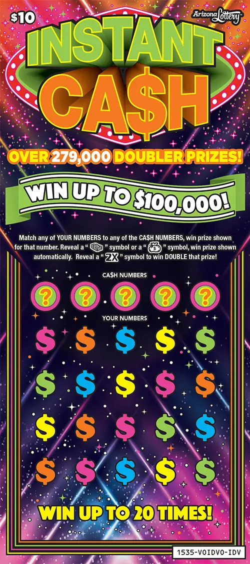 Instant Cash Arizona scratcher ticket