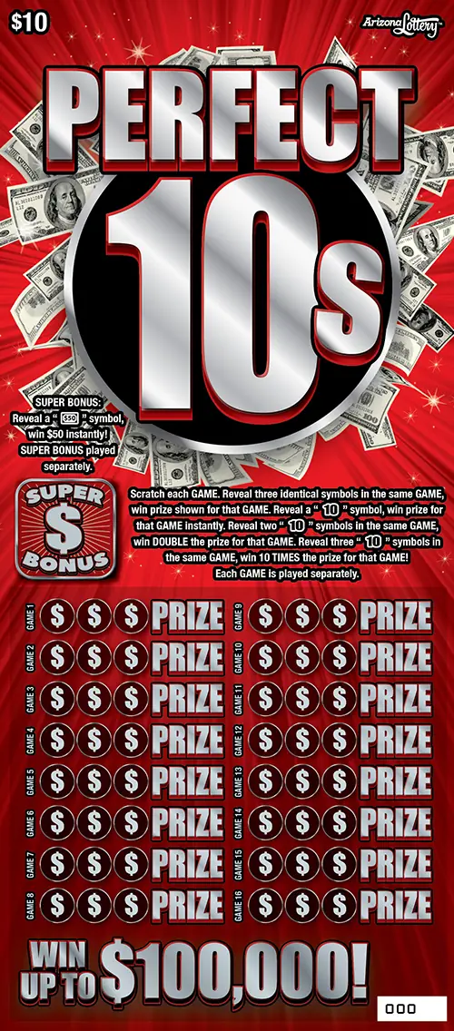 Perfect 10s Arizona scratcher ticket