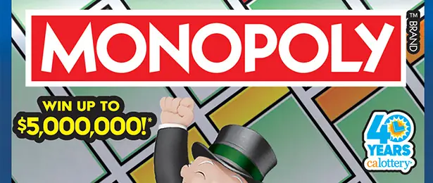 MONOPOLY California scratcher ticket