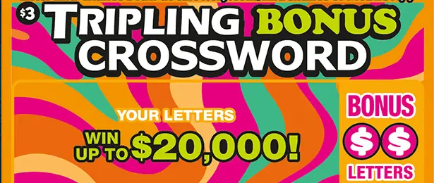 Tripling Bonus Crossword California scratcher ticket