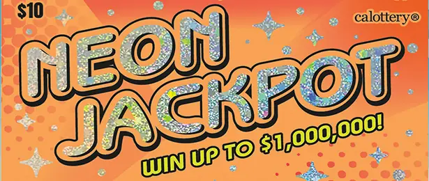 Neon Jackpot California scratcher ticket