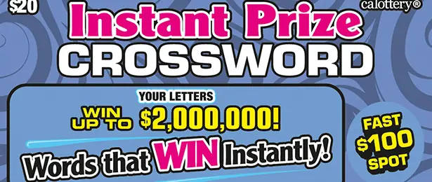 Instant Prize Crossword California scratcher ticket