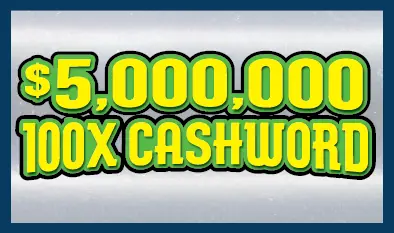 $5,000,000 100X CASHWORD Massachusetts scratch ticket ticket