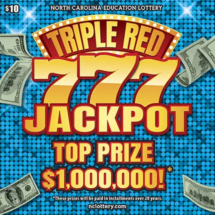 Triple Red 777 Jackpot North Carolina scratch-off ticket