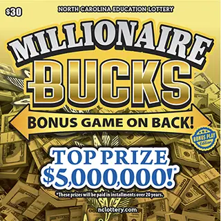 Millionaire Bucks North Carolina scratch-off ticket