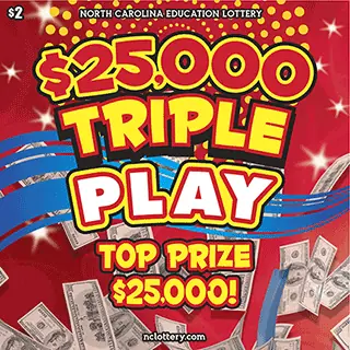 $25,000 Triple Play North Carolina scratch-off ticket