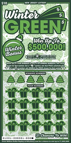 Winter Green New Jersey scratch-off ticket