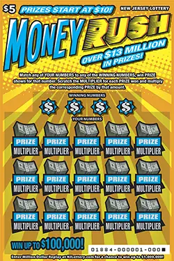 Money Rush New Jersey scratch-off ticket