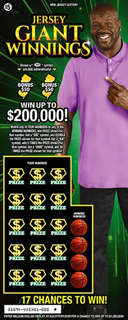 Jersey Giant Winnings New Jersey scratch-off ticket