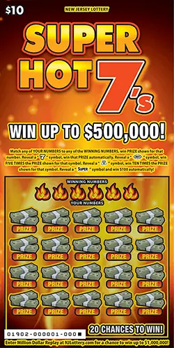 Super Hot 7's New Jersey scratch-off ticket