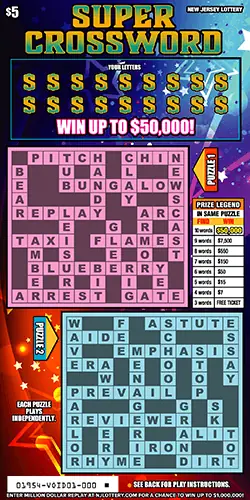 Super Crossword New Jersey scratch-off ticket