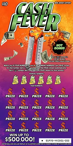 Cash Fever New Jersey scratch-off ticket