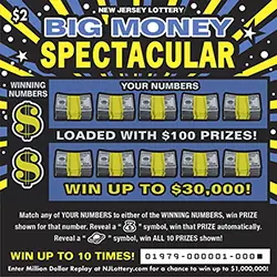 Big Money Spectacular New Jersey scratch-off ticket