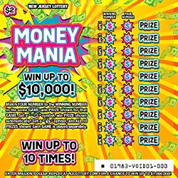 Money Mania New Jersey scratch-off ticket
