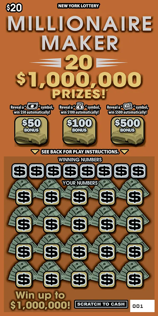 MILLIONAIRE MAKER New York scratch-off ticket