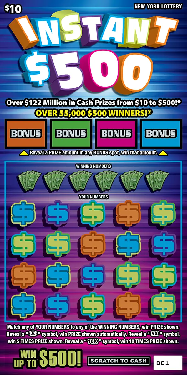 INSTANT $500 New York scratch-off ticket