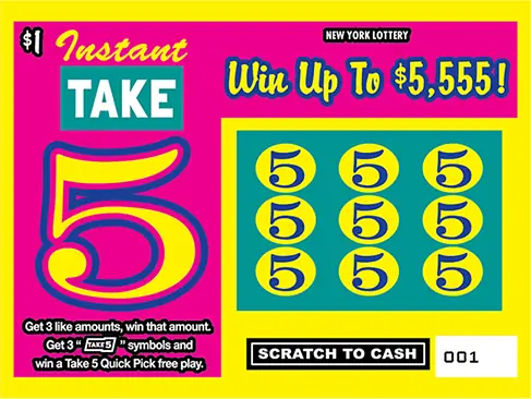 INSTANT TAKE 5 New York scratch-off ticket