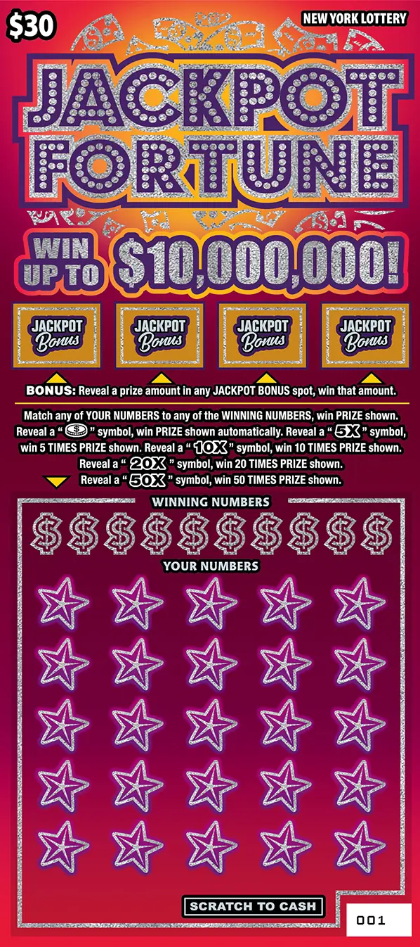 JACKPOT FORTUNE New York scratch-off ticket