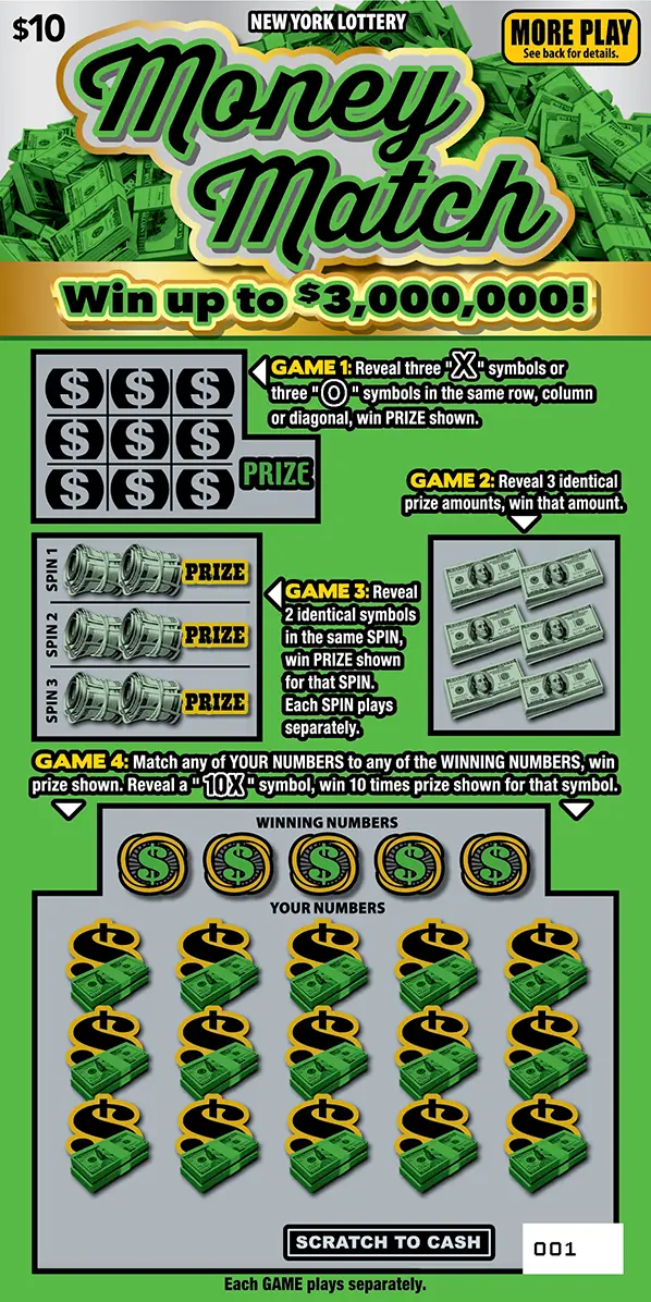 MONEY MATCH New York scratch-off ticket