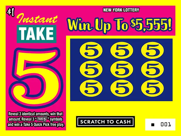INSTANT TAKE 5 New York scratch-off ticket