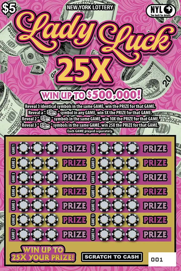 LADY LUCK 25X New York scratch-off ticket