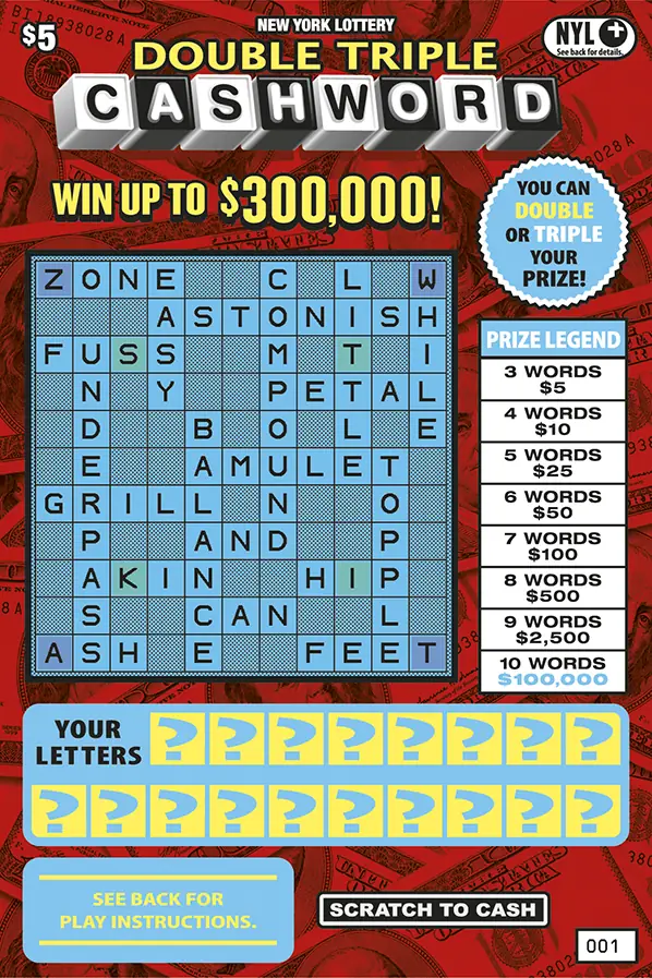 DOUBLE TRIPLE CASHWORD New York scratch-off ticket